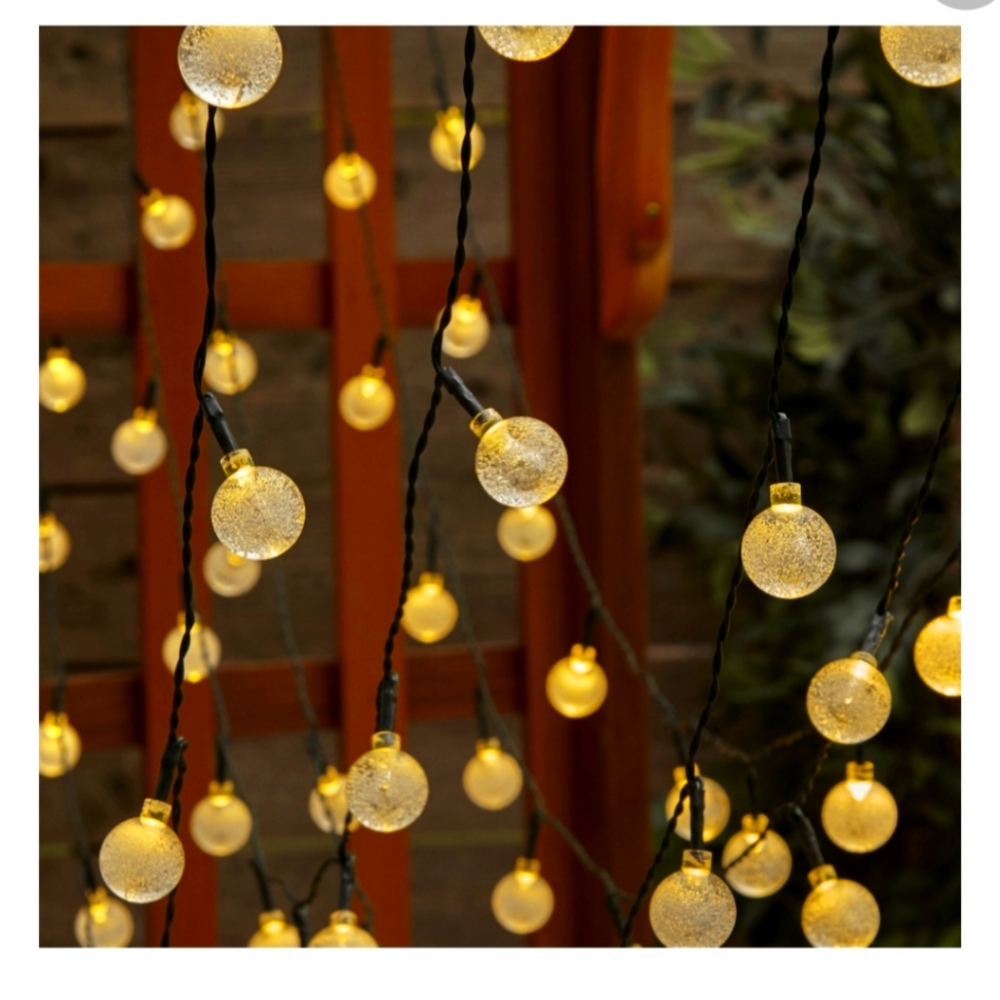 white solar string lights 50 bulb